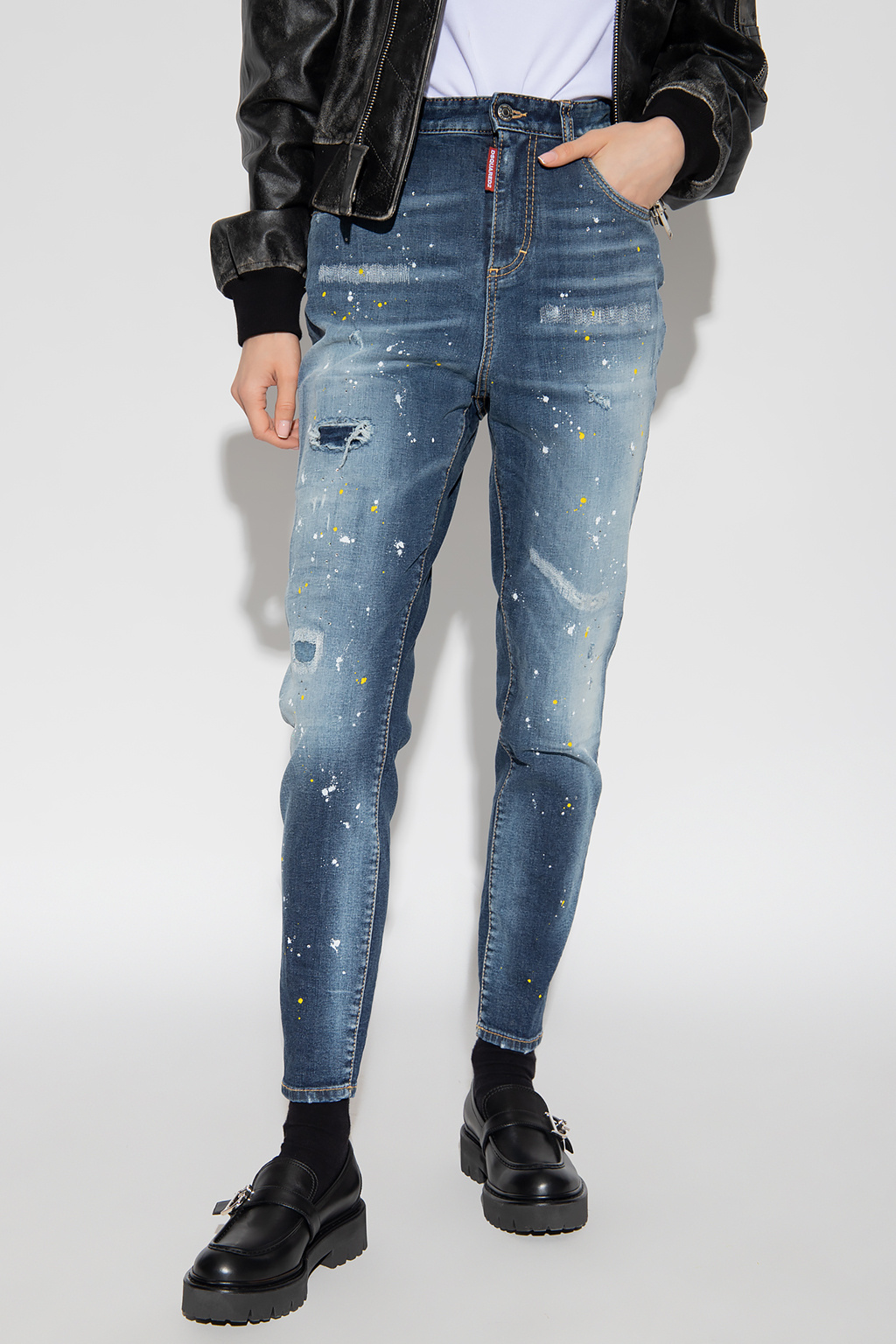 Blue 'High Waist Twiggy' jeans Dsquared2 - SchaferandweinerShops  Afghanistan - versace pre owned slim leather trousers item